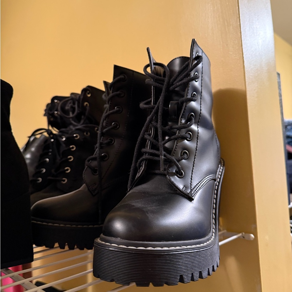 Madden Girl Black Combat Boots